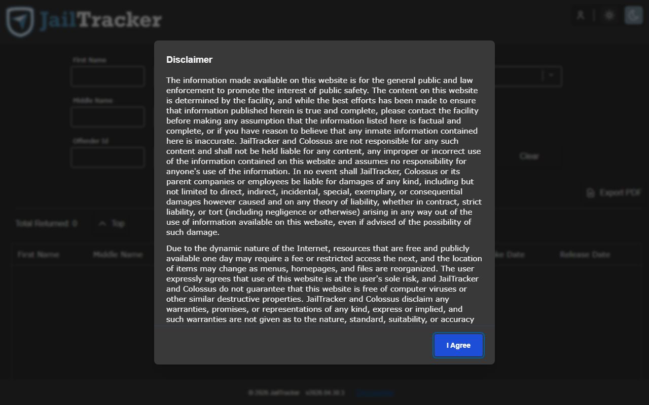 Henderson County inmate population JailTracker search interface